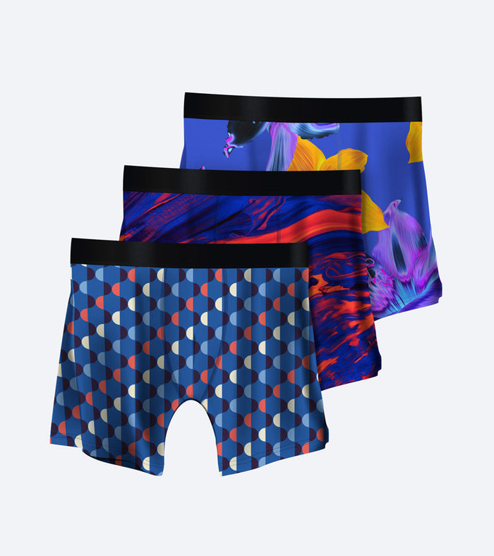 Boxer Briefs 3-Pack - Art Deco, Color Swirls and Psychedelic - Bunch of  Animals